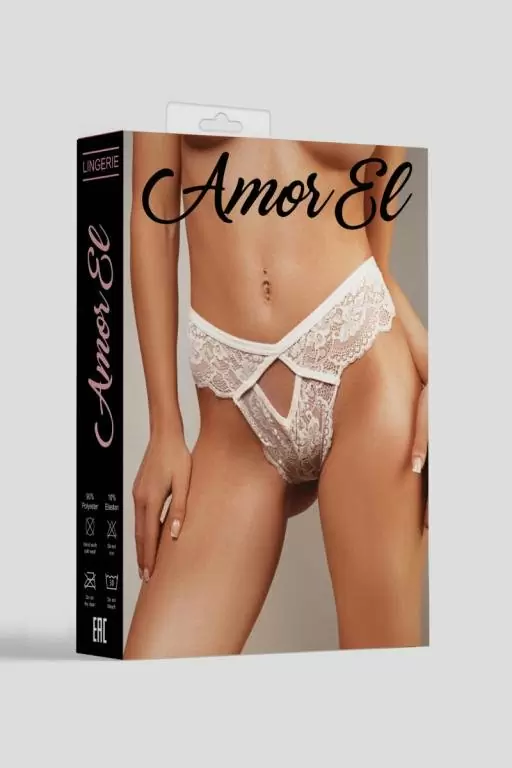 Белые ажурные трусики-танго с вырезами, размер S