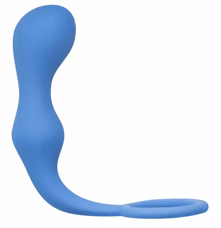 Эрекционное кольцо с анальной пробкой Double Pleasure Anal Plug Blue  4217-03Lola