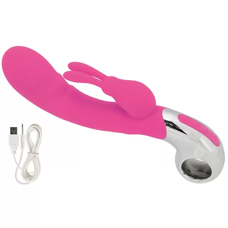 Перезаряжаемый вибромассажер Хай-Тек Embrace Bunny Wand – розовый