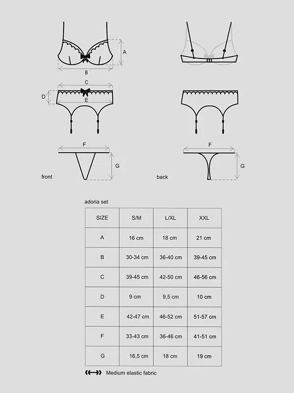Очаровательный полупрозрачный комплект с сетчатым рисунком Adoria (Obsessive) – L/XL