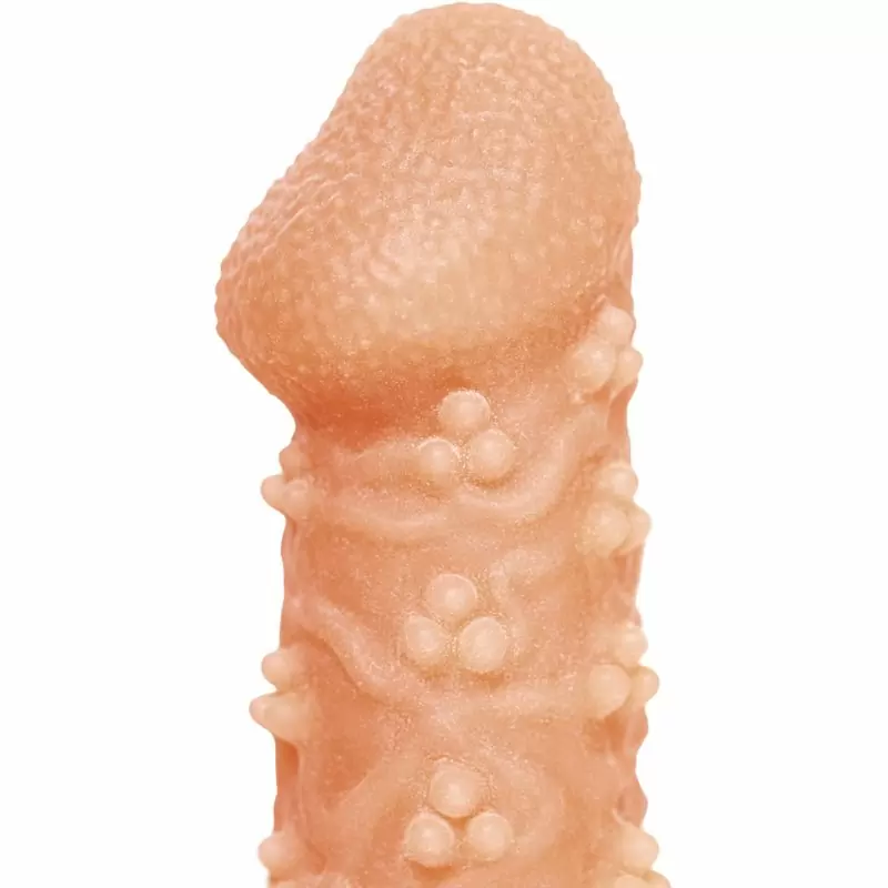 Реалистичная насадка на пенис с узором из мелких шариков и отверстием для мошонки «Cock sleeve» (средняя), Kokos