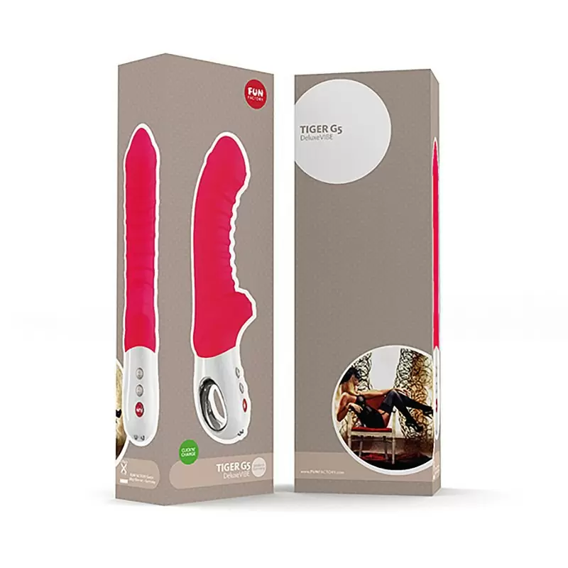 Крупный вибратор Fun Factory Tiger G5, 22,5 см, ребристый, красный