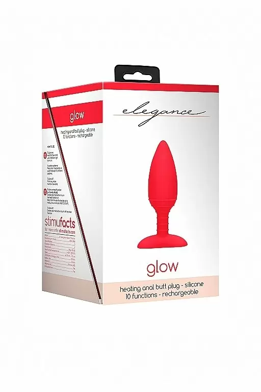 Анальная пробка с вибрацией и функцией нагрева Glow (красная)