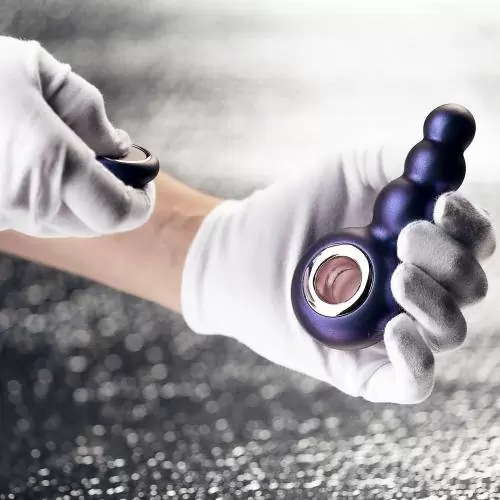 Анальная вибропробка EDC Outer Space в виде елочки, 3 шарика, с кольцом-держателем, 13,25 см, силикон