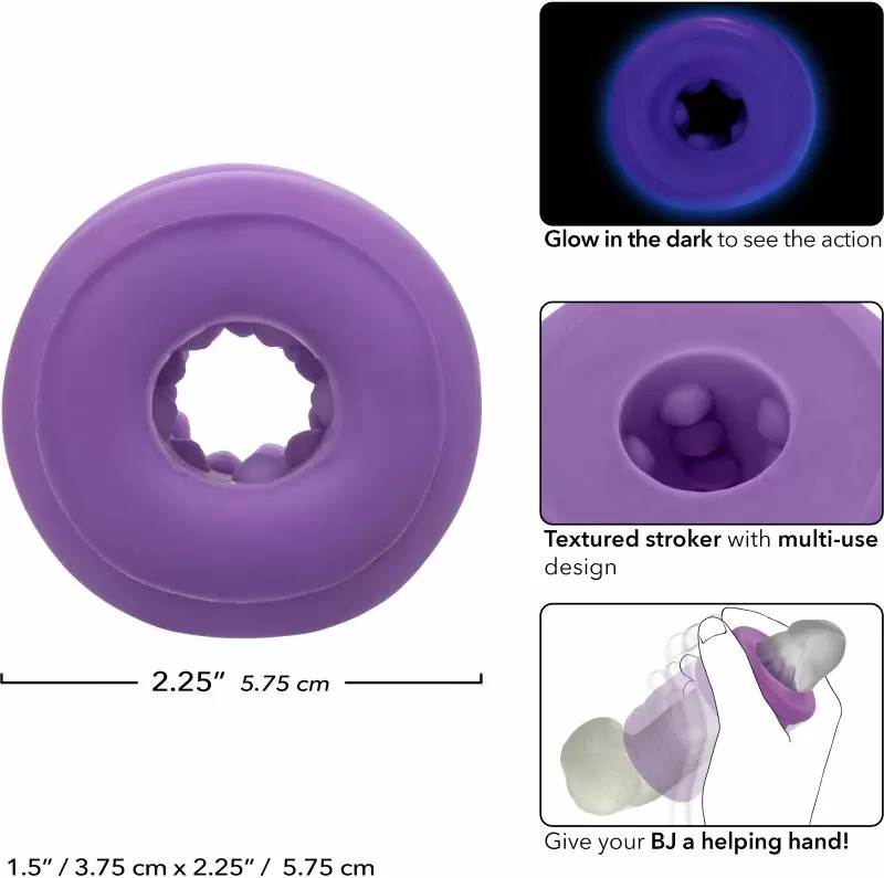 Эрекционное кольцо-бампер SLOP TOP DIRTY LUV, диаметр 2,5 см, силикон, светящийся, фиолетовый