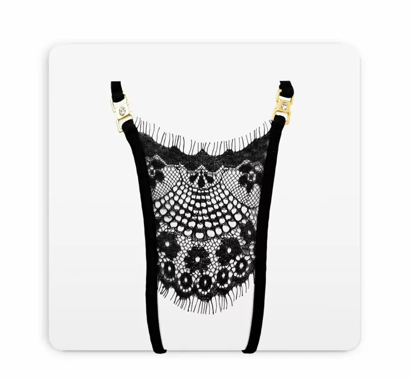 Черные кружевные трусики ручной работы Dolce Piccante Сiglia с доступом - S