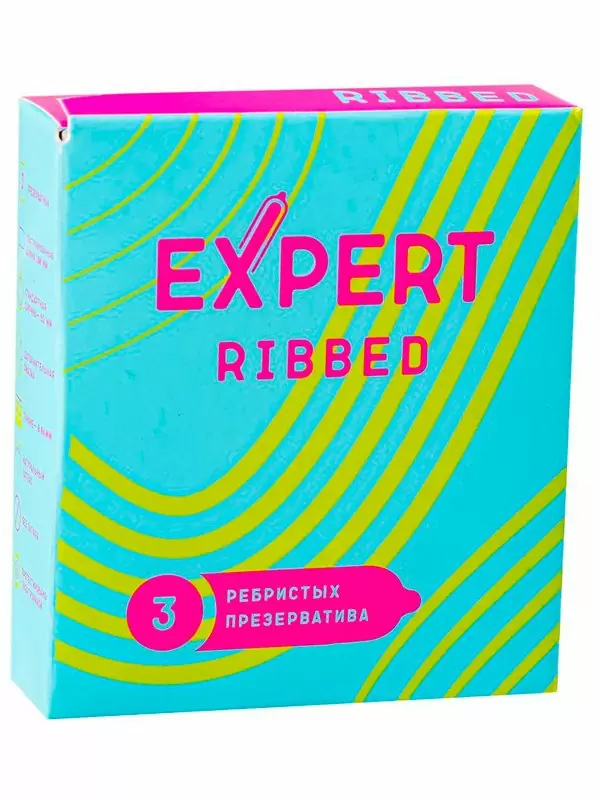 Рельефные презервативы EXPERT Ribbed, ребристые, 3шт