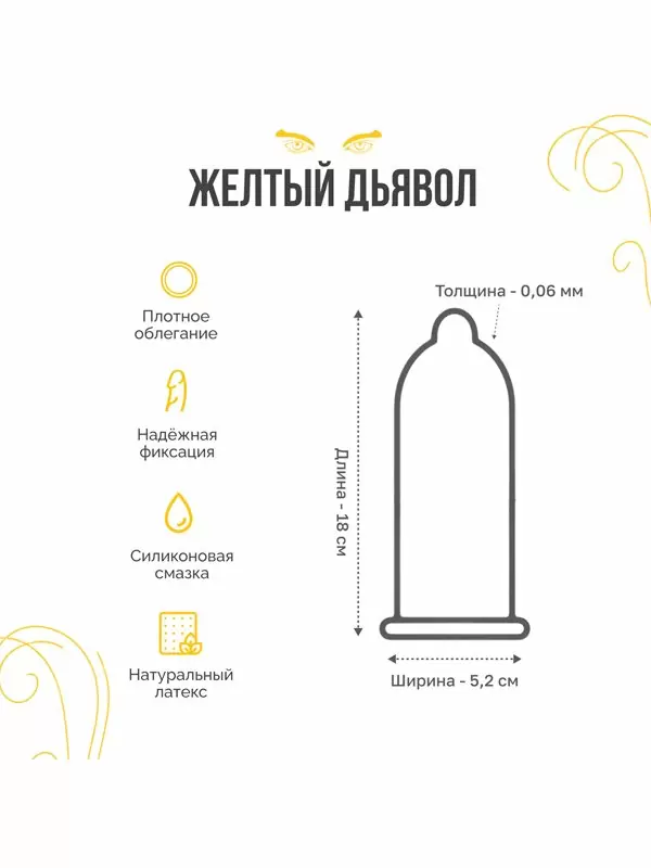Рельефный презерватив Luxe Maxima Желтый дьявол, 18 см, 1 шт.