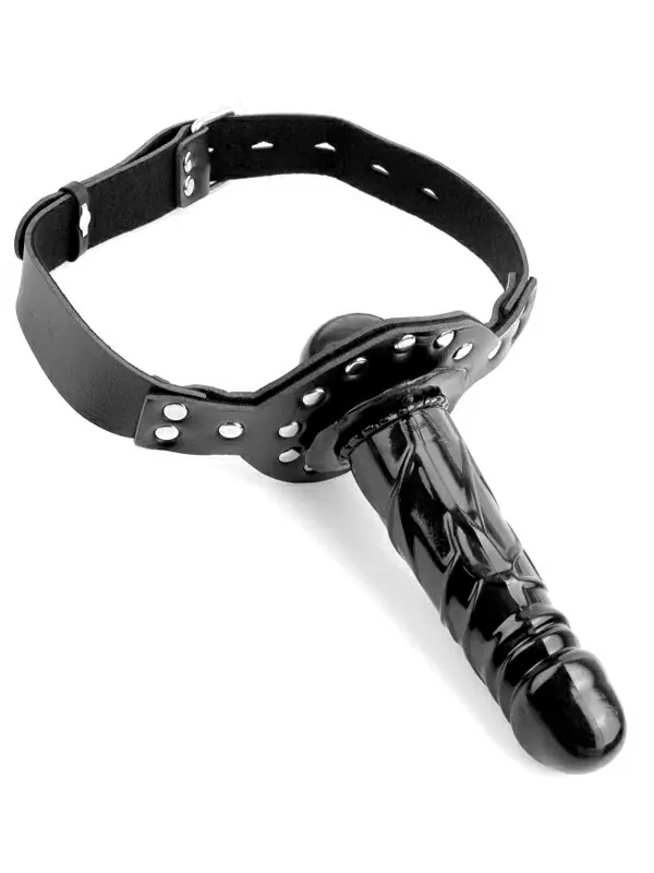 Кляп с фаллоимитатором Deluxe Ball Gag with Dildo, 13 см, черный