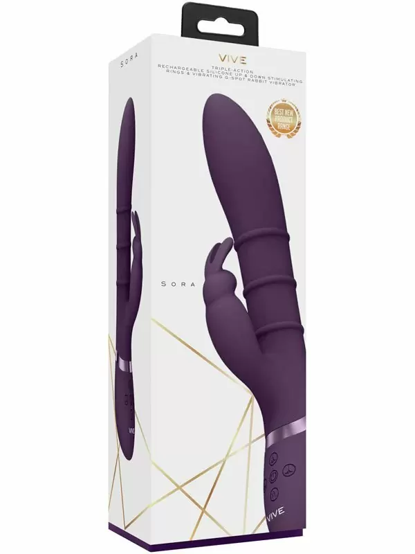 Инновационный вибратор-кролик Shots toys Sora, с 3-мя моторами, 10 скоростей