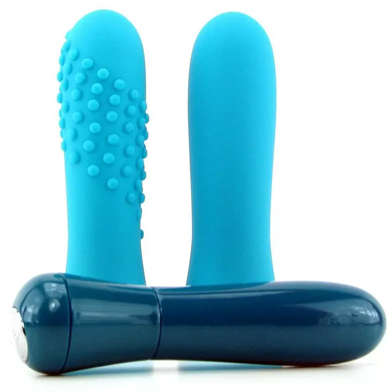 Дизайнерский мини массажер с двумя насадками Io - Blue