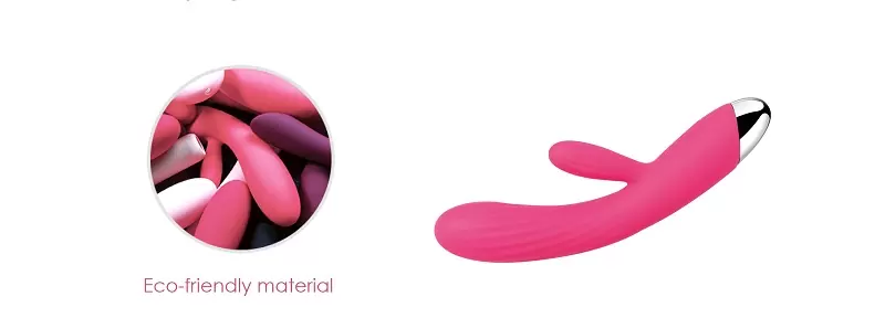 Вибратор-кролик Angel с ребристым стволом, клиторальным отростком и функцией нагрева