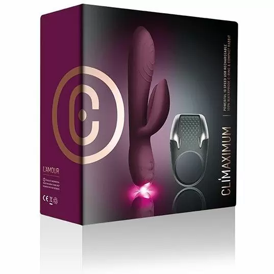Подарочный набор для двоих Climaximum L'Amour: вибратор-кролик + эрекционное кольцо. 10 режимов вибрации, силикон