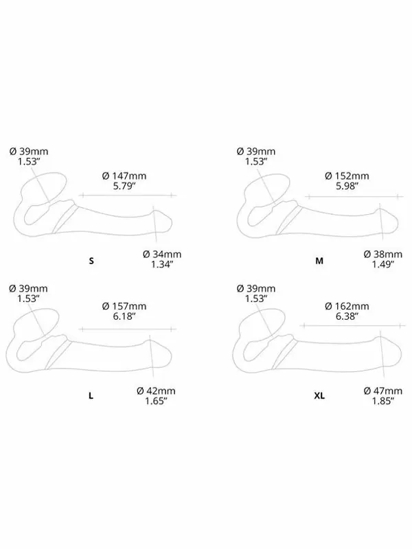 Анатомический страпон Strap-On-Me Multi Orgasm с 3 моторами, безремневой, размер L, черный