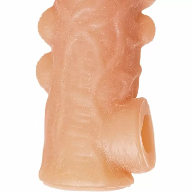 Реалистичная насадка на пенис с двумя рядами бугорков и отверстием для мошонки «Cock sleeve» (средняя), Kokos