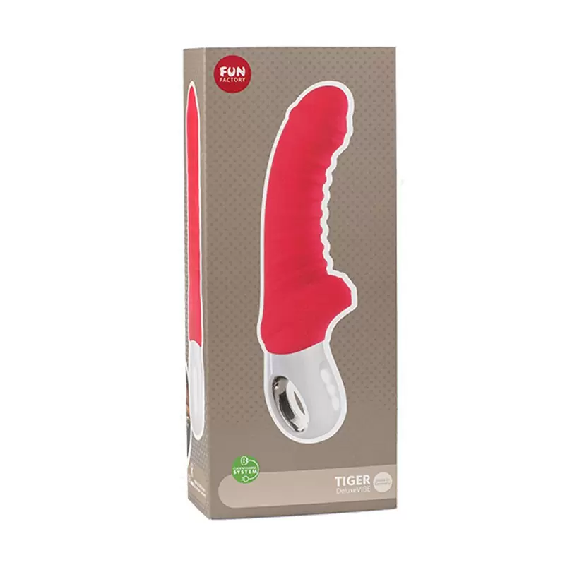 Ребристый вибратор-кролик Fun Factory Tiger G4, 21,7 см, силикон, красный