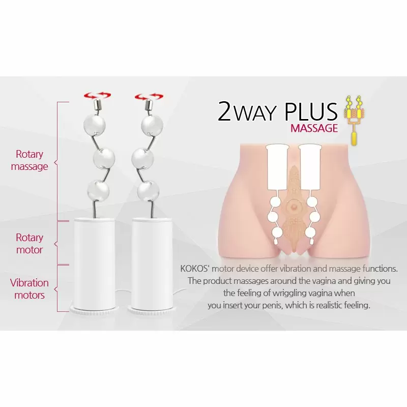 Полуторс-мастурбатор Cherry+ с двумя отверстиями, вибрацией и голосовой функцией – телесный