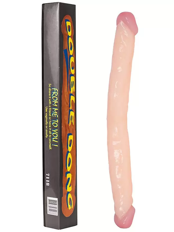 Двухсторонний фаллоимитатор Vinyl Stimulator – телесный