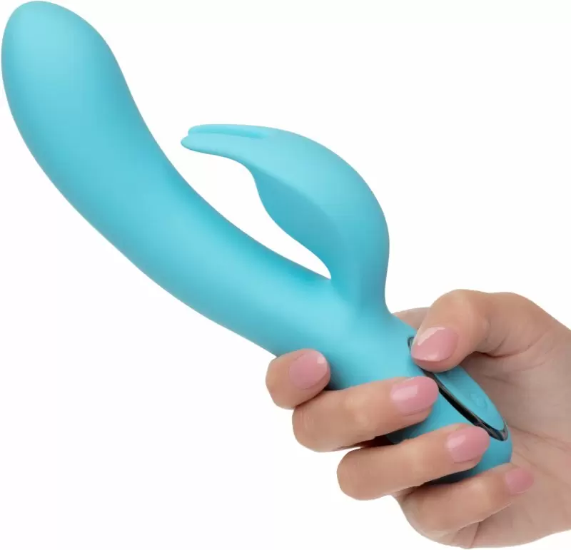 Изогнутый вибратор-кролик AZURE COLLECTION - BUNNY G, 22,8 см, силикон, голубой