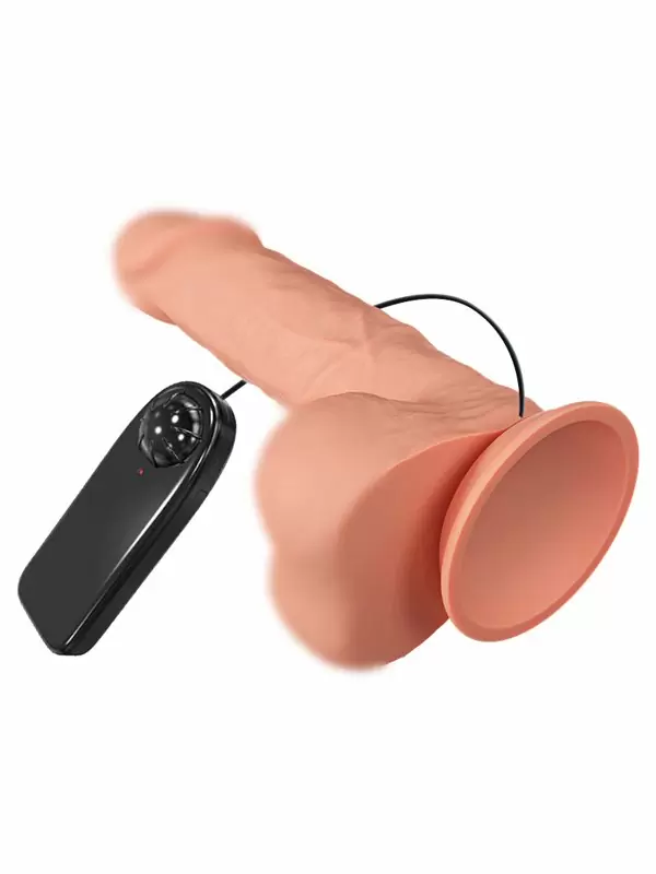 Реалистичный фаллоимитатор Baile, 21,8 см, ТПР, с проводным пультом, телесный