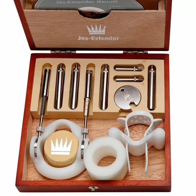 Классический набор для увеличения пениса Jes-Extender Original – серебристый с белым