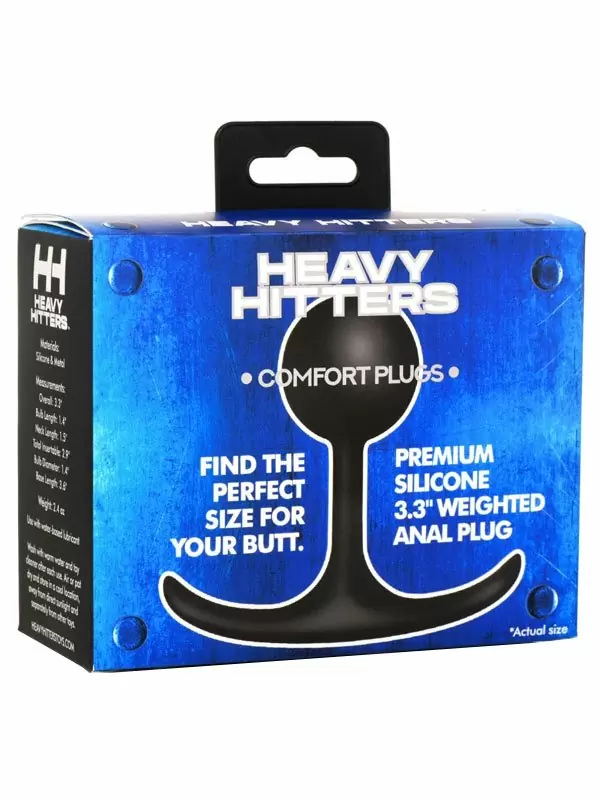 Компактная анальная пробка Heavy Hitters с утяжелением, в форме шара, 8,4 см, размер S, черный