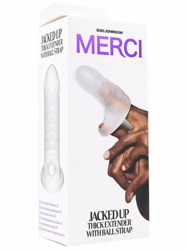 Стимулирующая насадка-удлинитель Doc Johnson MERCI, с подхватом мошонки, Ultraskyn, 15,2 см