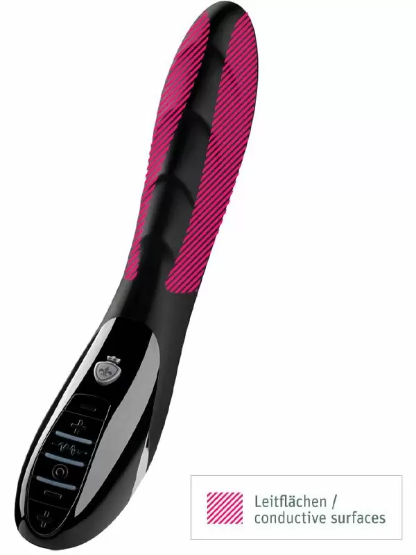 Фактурный вибратор Mystim Sizzling Simon, с электростимуляцией, 27 см, черный