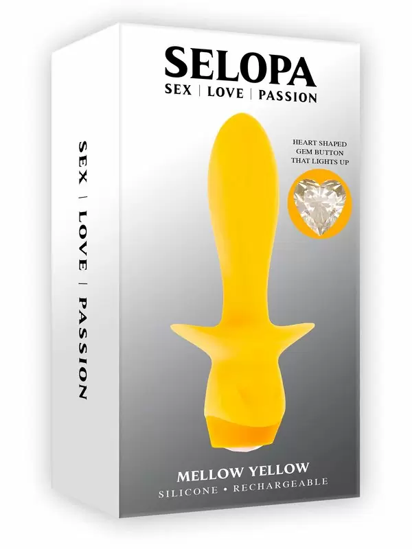 Элегантная анальная вибропробка Evolved Mellow Yellow, 13,5 см, с кристаллом, силикон, 10 режимов, желтый