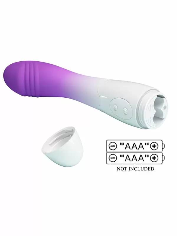 Рельефный вибратор Baile Elemental, 19 см, 30 режимов, силикон, белый с фиолетовым