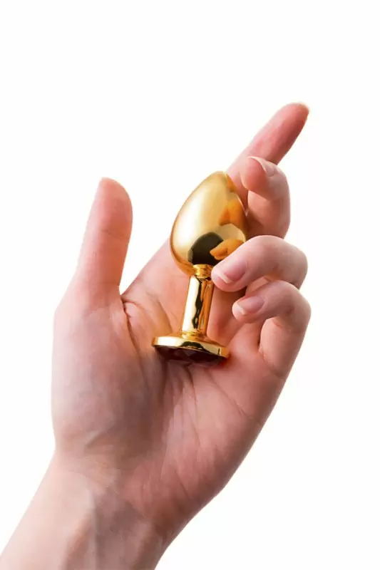 Изящная анальная пробка TOYFA с кристаллом цвета рубина - золотистый с красным