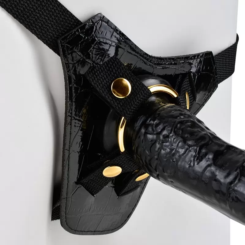 Страпон Fetish Fantasy Gold с трусиками, черный с золотом