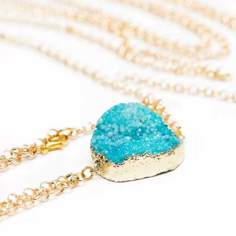 Золотистое колье на тело ручной работы с натуральным кварцем Dolce Piccante Brezza di mare - M