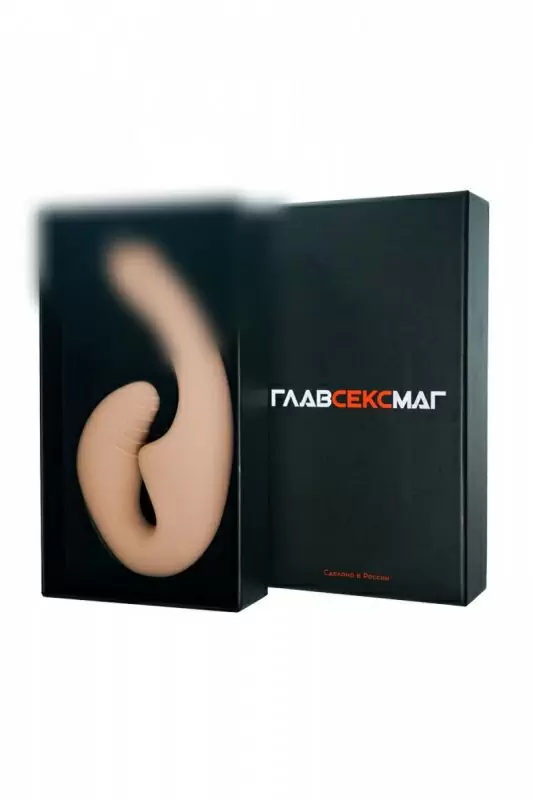 Безремневой анатомический страпон с функцией двойного дилдо телесный