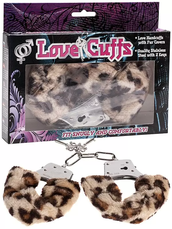 Металлические наручники Metal HandCuff с мехом – леопард
