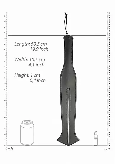 Строгая шлепалка Two Finger Paddle Tawse, 51 см, кожа, черный