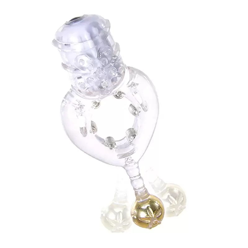 Виброкольцо Screaming O - Bong O с золотистым шариком – прозрачный