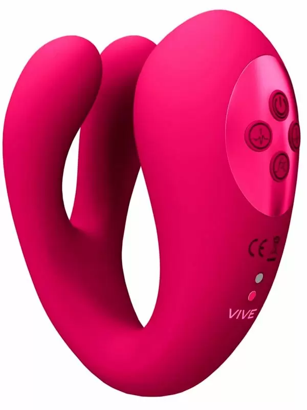 Вибратор Shots Toys Yoko тройного действия, 20 режимов работы, с функцией «мгновенный оргазм», розовый