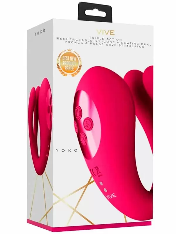 Вибратор Shots Toys Yoko тройного действия, 20 режимов работы, с функцией «мгновенный оргазм», розовый