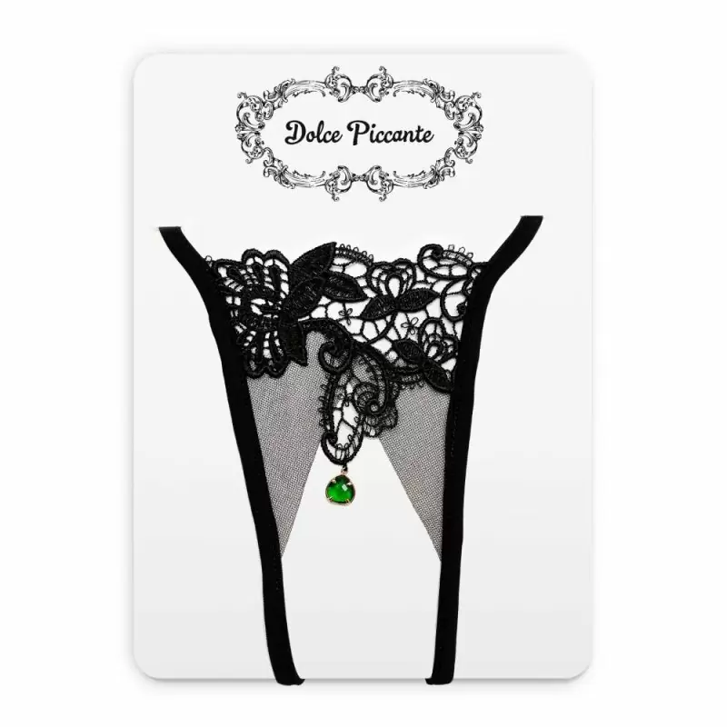 Черные кружевные трусики ручной работы Dolce Piccante Desiderio с доступом - М