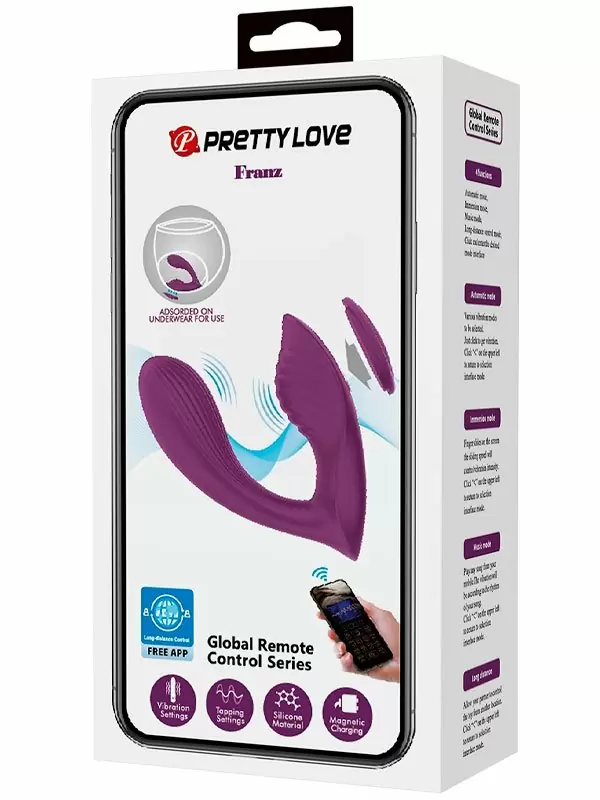 Носимый вибростимулятор-вкладка Baile Franz, два мотора, 10 режимов, силикон