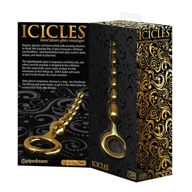 Анальная елочка Icicles Gold Edition G09 из стекла – золотой