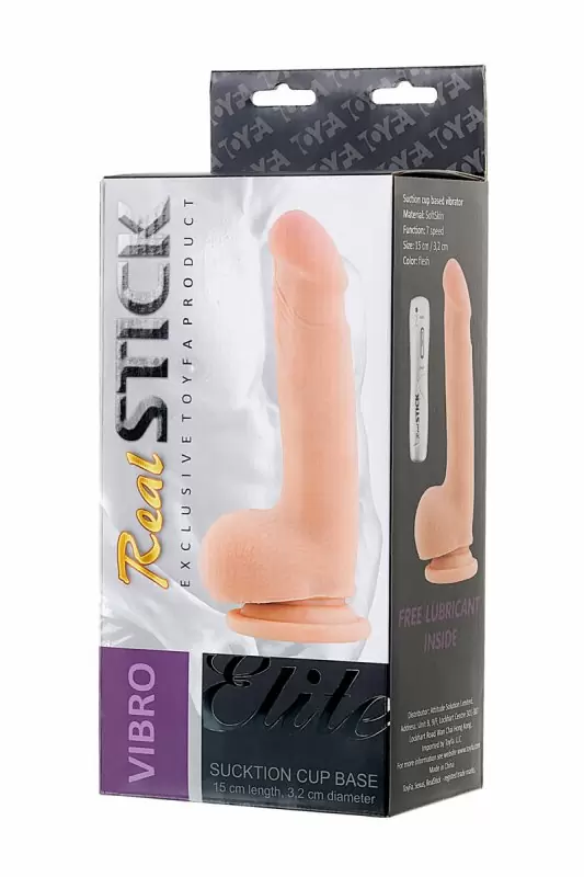 Реалистичный фаллоимитатор с вибрацией TOYFA RealStick Elite 15 см - телесный