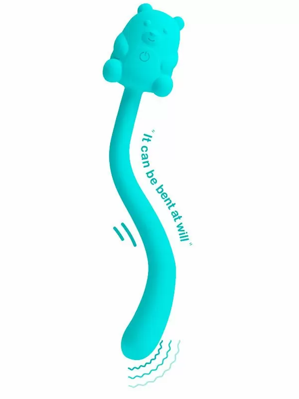 Бирюзовый милый мини-вибратор Baile Cute Bear с 7 режимами, 13,5 см