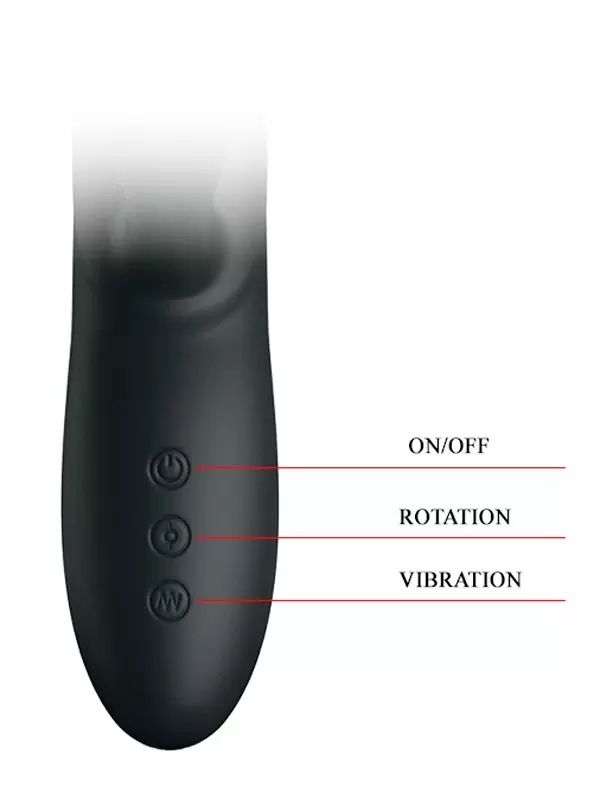 Элегантный вибратор-кролик Pretty Love Colin, с вращающимися бусинами, 25 см, силикон, черный