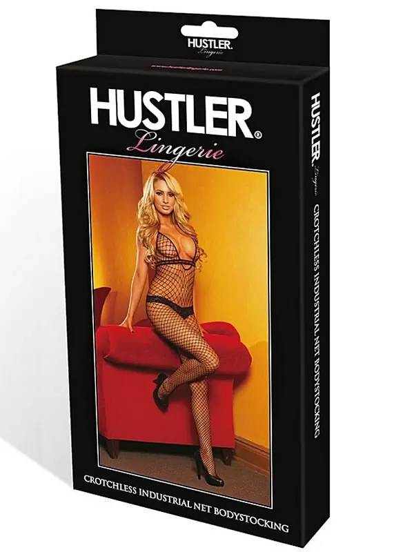 Сетчатый кэтсьюит Hustler с глубоким декольте – черный