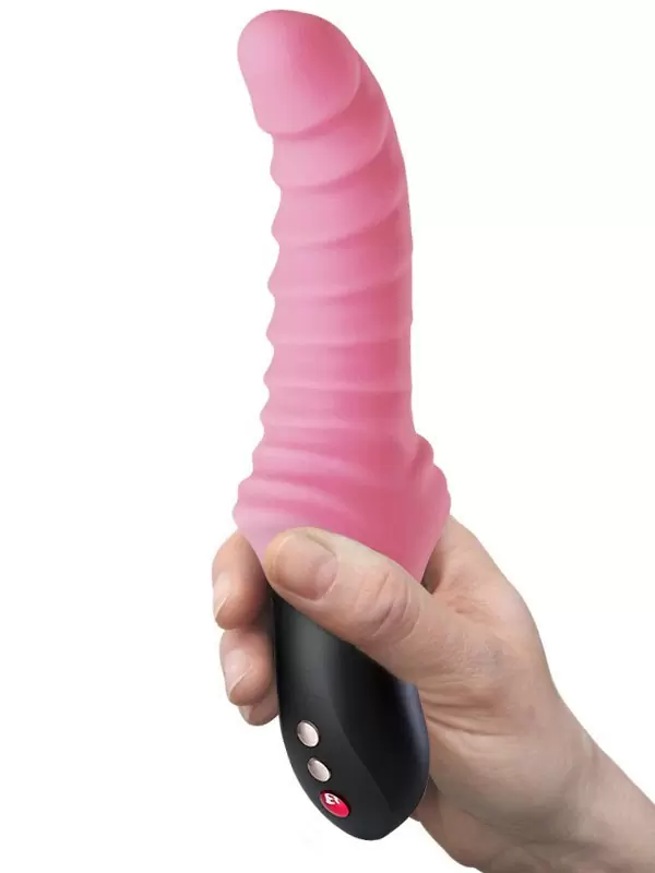 Ребристый пульсатор Stronic Drei, 24 см, 10 режимов, нежно-розовый