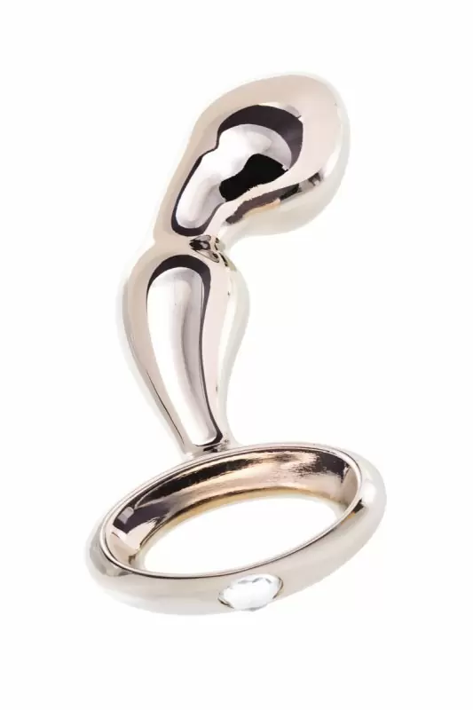 Металлический анальный стимулятор TOYFA с украшением цвета алмаза - серебристый