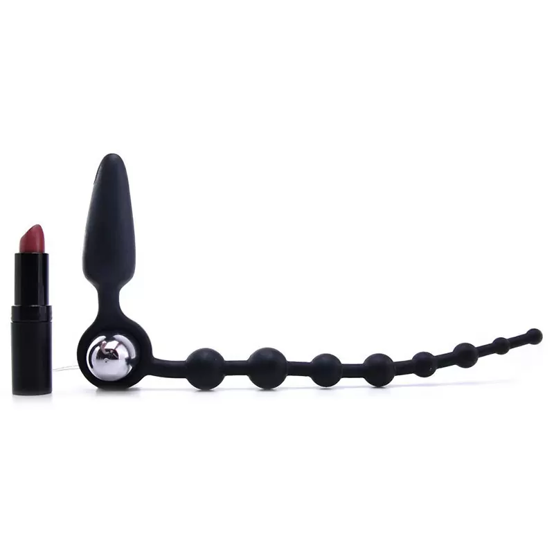 Анальная пробка-цепочка с вибрацией Booty Double Dare – черный
