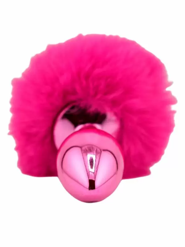 Розовая анальная пробка с заячьим хвостиком Small